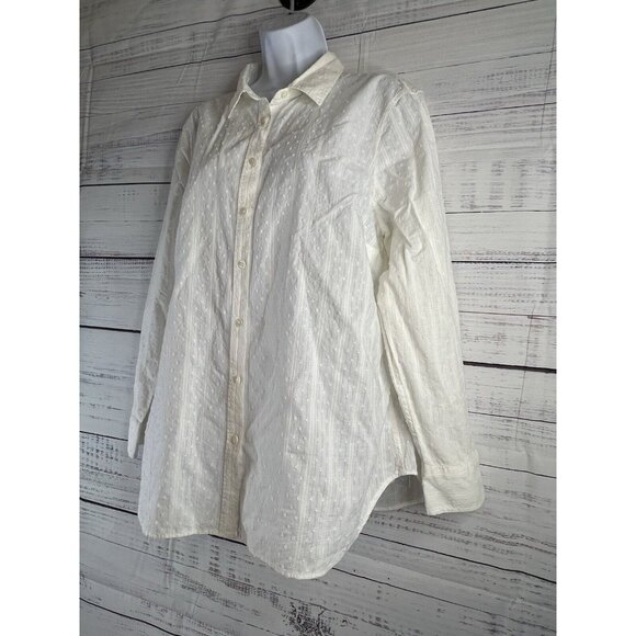 Talbots White Cotton Button Down Blouse Shirt Size XL Career Office Casual - Picture 4 of 14